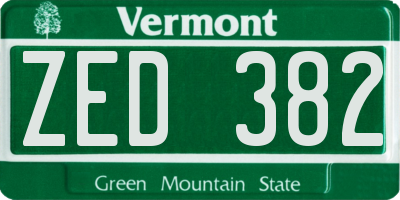 VT license plate ZED382