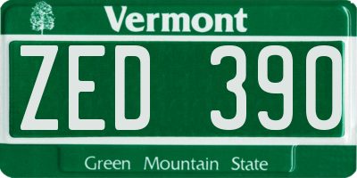 VT license plate ZED390