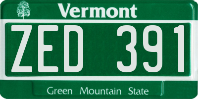 VT license plate ZED391