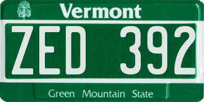 VT license plate ZED392