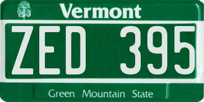 VT license plate ZED395