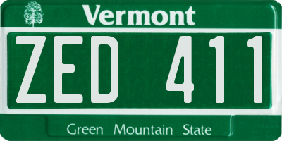 VT license plate ZED411