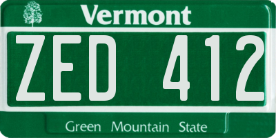 VT license plate ZED412