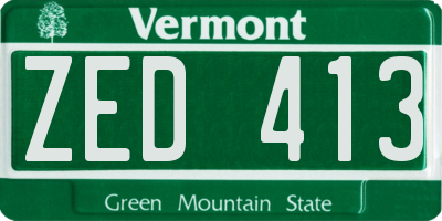 VT license plate ZED413