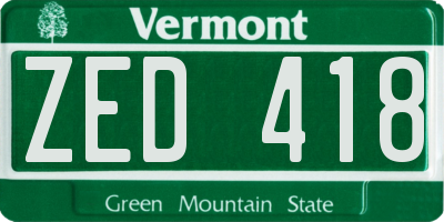 VT license plate ZED418