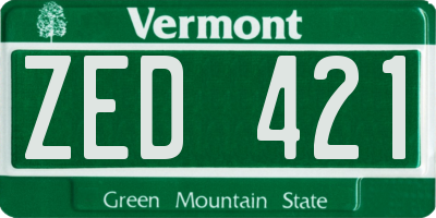 VT license plate ZED421