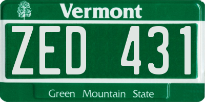 VT license plate ZED431