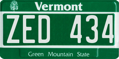 VT license plate ZED434