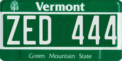 VT license plate ZED444