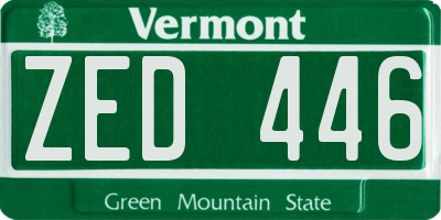 VT license plate ZED446