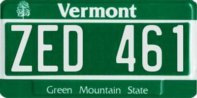 VT license plate ZED461