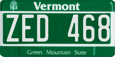 VT license plate ZED468