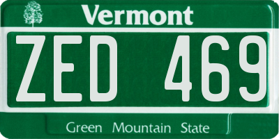 VT license plate ZED469
