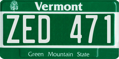 VT license plate ZED471