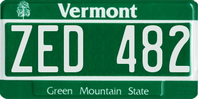 VT license plate ZED482