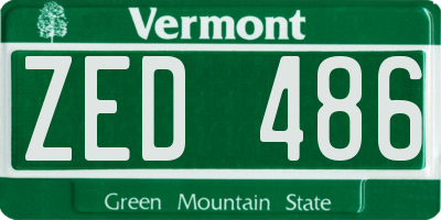 VT license plate ZED486