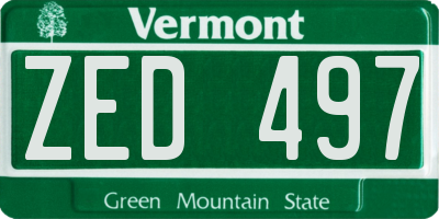 VT license plate ZED497