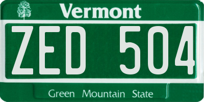 VT license plate ZED504