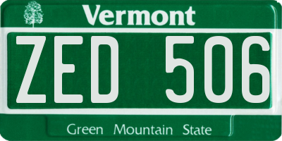 VT license plate ZED506