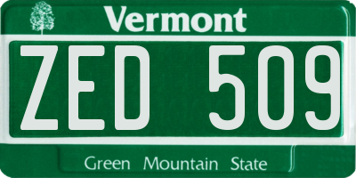 VT license plate ZED509