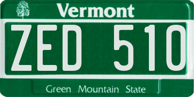 VT license plate ZED510