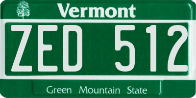 VT license plate ZED512