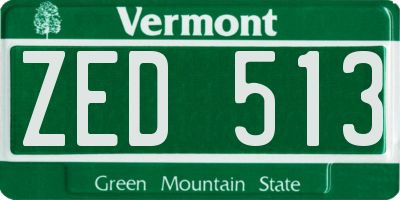 VT license plate ZED513