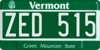 VT license plate ZED515