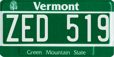VT license plate ZED519