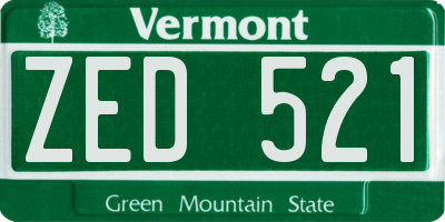 VT license plate ZED521