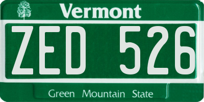 VT license plate ZED526
