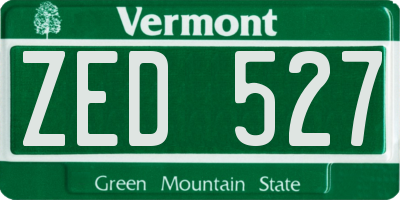 VT license plate ZED527