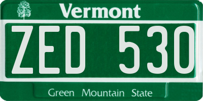 VT license plate ZED530