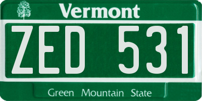VT license plate ZED531
