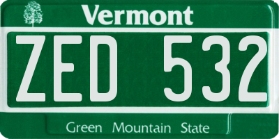 VT license plate ZED532