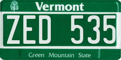 VT license plate ZED535