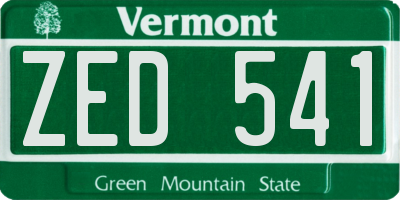 VT license plate ZED541