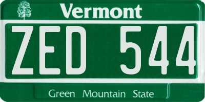 VT license plate ZED544