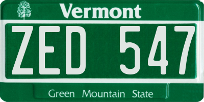 VT license plate ZED547