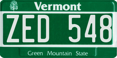 VT license plate ZED548