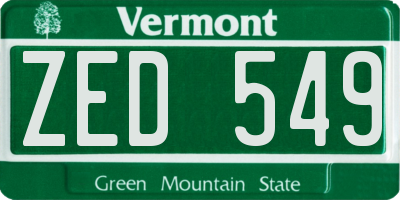 VT license plate ZED549
