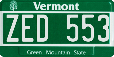 VT license plate ZED553