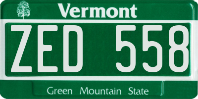 VT license plate ZED558