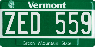 VT license plate ZED559