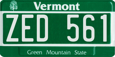 VT license plate ZED561