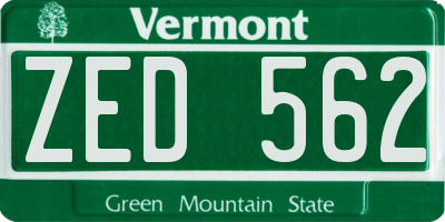 VT license plate ZED562