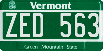 VT license plate ZED563