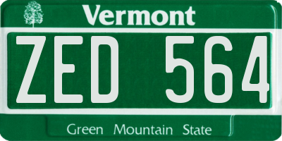 VT license plate ZED564