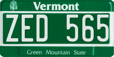 VT license plate ZED565