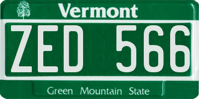 VT license plate ZED566